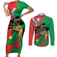 Traore Burkina Faso Couples Matching Short Sleeve Bodycon Dress and Long Sleeve Button Shirt I Stand With Traore