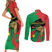 Traore Burkina Faso Couples Matching Short Sleeve Bodycon Dress and Long Sleeve Button Shirt I Stand With Traore