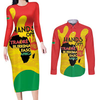 Hands Off Traore Burkina Faso Africa Couples Matching Long Sleeve Bodycon Dress and Long Sleeve Button Shirt