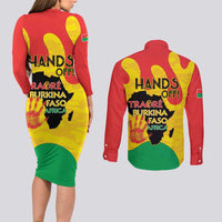 Hands Off Traore Burkina Faso Africa Couples Matching Long Sleeve Bodycon Dress and Long Sleeve Button Shirt