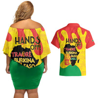 Hands Off Traore Burkina Faso Africa Couples Matching Off Shoulder Short Dress and Hawaiian Shirt