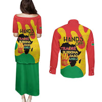 Hands Off Traore Burkina Faso Africa Couples Matching Puletasi and Long Sleeve Button Shirt