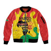 Hands Off Traore Burkina Faso Africa Sleeve Zip Bomber Jacket