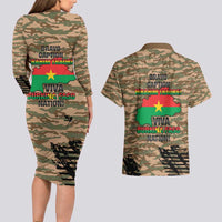 Burkina Faso Military Couples Matching Long Sleeve Bodycon Dress and Hawaiian Shirt Bravo Caption Traore! Viva Burkina Faso Nation!