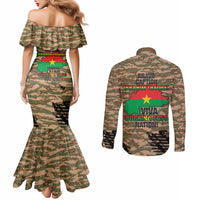 Burkina Faso Military Couples Matching Mermaid Dress and Long Sleeve Button Shirt Bravo Caption Traore! Viva Burkina Faso Nation!