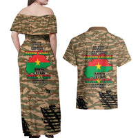 Burkina Faso Military Couples Matching Off Shoulder Maxi Dress and Hawaiian Shirt Bravo Caption Traore! Viva Burkina Faso Nation!