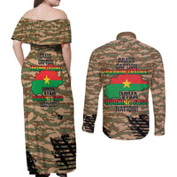 Burkina Faso Military Couples Matching Off Shoulder Maxi Dress and Long Sleeve Button Shirt Bravo Caption Traore! Viva Burkina Faso Nation!