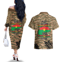 Burkina Faso Military Couples Matching Off The Shoulder Long Sleeve Dress and Hawaiian Shirt Bravo Caption Traore! Viva Burkina Faso Nation!