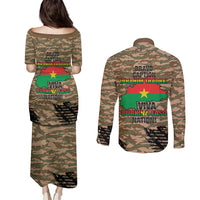 Burkina Faso Military Couples Matching Puletasi and Long Sleeve Button Shirt Bravo Caption Traore! Viva Burkina Faso Nation!