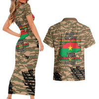 Burkina Faso Military Couples Matching Short Sleeve Bodycon Dress and Hawaiian Shirt Bravo Caption Traore! Viva Burkina Faso Nation!
