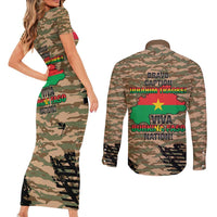 Burkina Faso Military Couples Matching Short Sleeve Bodycon Dress and Long Sleeve Button Shirt Bravo Caption Traore! Viva Burkina Faso Nation!
