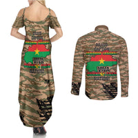 Burkina Faso Military Couples Matching Summer Maxi Dress and Long Sleeve Button Shirt Bravo Caption Traore! Viva Burkina Faso Nation!