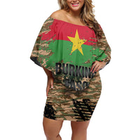 Burkina Faso Military Family Matching Off Shoulder Short Dress and Hawaiian Shirt Bravo Caption Traore! Viva Burkina Faso Nation!