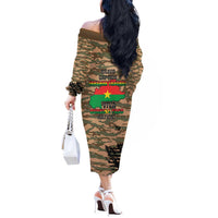 Burkina Faso Military Off The Shoulder Long Sleeve Dress Bravo Caption Traore! Viva Burkina Faso Nation!