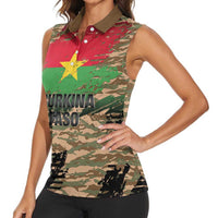 Burkina Faso Military Women Sleeveless Polo Shirt Bravo Caption Traore! Viva Burkina Faso Nation!