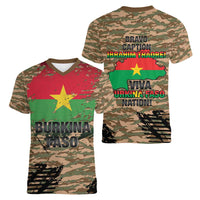 Burkina Faso Military Women V-Neck T-Shirt Bravo Caption Traore! Viva Burkina Faso Nation!