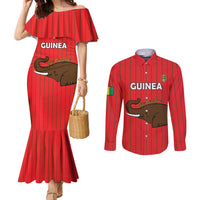 Custom Guinea Football Couples Matching Mermaid Dress and Long Sleeve Button Shirt Allez Syli National - Wonder Print Shop