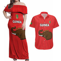 Custom Guinea Football Couples Matching Off Shoulder Maxi Dress and Hawaiian Shirt Allez Syli National - Wonder Print Shop