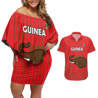 Custom Guinea Football Couples Matching Off Shoulder Short Dress and Hawaiian Shirt Allez Syli National - Wonder Print Shop