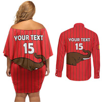 Custom Guinea Football Couples Matching Off Shoulder Short Dress and Long Sleeve Button Shirt Allez Syli National - Wonder Print Shop