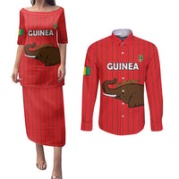 Custom Guinea Football Couples Matching Puletasi and Long Sleeve Button Shirt Allez Syli National - Wonder Print Shop