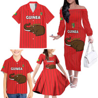 Custom Guinea Football Family Matching Off The Shoulder Long Sleeve Dress and Hawaiian Shirt Allez Syli National - Wonder Print Shop