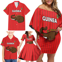 Custom Guinea Football Family Matching Off Shoulder Short Dress and Hawaiian Shirt Allez Syli National - Wonder Print Shop