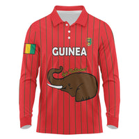 Custom Guinea Football Long Sleeve Polo Shirt Allez Syli National - Wonder Print Shop