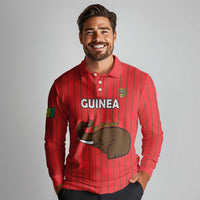 Custom Guinea Football Long Sleeve Polo Shirt Allez Syli National - Wonder Print Shop