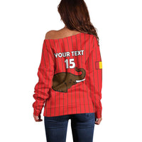 Custom Guinea Football Off Shoulder Sweater Allez Syli National - Wonder Print Shop