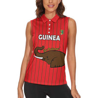 Custom Guinea Football Women Sleeveless Polo Shirt Allez Syli National - Wonder Print Shop