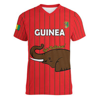 Custom Guinea Football Women V-Neck T-Shirt Allez Syli National - Wonder Print Shop