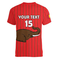 Custom Guinea Football Women V-Neck T-Shirt Allez Syli National - Wonder Print Shop