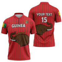Custom Guinea Football Zipper Polo Shirt Allez Syli National - Wonder Print Shop