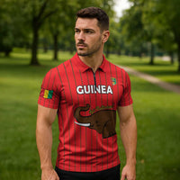 Custom Guinea Football Zipper Polo Shirt Allez Syli National - Wonder Print Shop