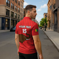 Custom Guinea Football Zipper Polo Shirt Allez Syli National - Wonder Print Shop