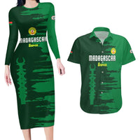 Custom Madagascar Football Couples Matching Long Sleeve Bodycon Dress and Hawaiian Shirt Go Barea - Wonder Print Shop