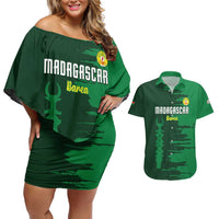 Custom Madagascar Football Couples Matching Off Shoulder Short Dress and Hawaiian Shirt Go Barea - Wonder Print Shop