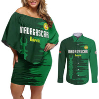 Custom Madagascar Football Couples Matching Off Shoulder Short Dress and Long Sleeve Button Shirt Go Barea - Wonder Print Shop