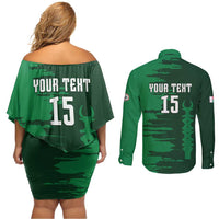 Custom Madagascar Football Couples Matching Off Shoulder Short Dress and Long Sleeve Button Shirt Go Barea - Wonder Print Shop