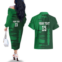 Custom Madagascar Football Couples Matching Off The Shoulder Long Sleeve Dress and Hawaiian Shirt Go Barea - Wonder Print Shop