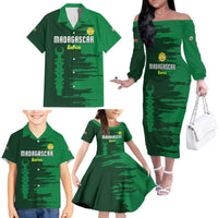 Custom Madagascar Football Family Matching Off The Shoulder Long Sleeve Dress and Hawaiian Shirt Go Barea - Wonder Print Shop