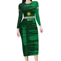 Custom Madagascar Football Long Sleeve Bodycon Dress Go Barea - Wonder Print Shop