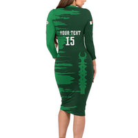 Custom Madagascar Football Long Sleeve Bodycon Dress Go Barea - Wonder Print Shop