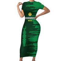 Custom Madagascar Football Short Sleeve Bodycon Dress Go Barea - Wonder Print Shop
