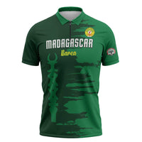 Custom Madagascar Football Zipper Polo Shirt Go Barea - Wonder Print Shop