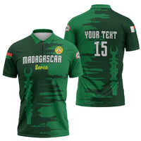Custom Madagascar Football Zipper Polo Shirt Go Barea - Wonder Print Shop