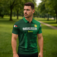 Custom Madagascar Football Zipper Polo Shirt Go Barea - Wonder Print Shop