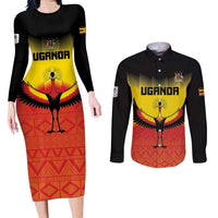 Custom Uganda Football Couples Matching Long Sleeve Bodycon Dress and Long Sleeve Button Shirt Go Cranes Go - Wonder Print Shop