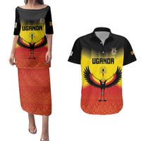 Custom Uganda Football Couples Matching Puletasi and Hawaiian Shirt Go Cranes Go - Wonder Print Shop